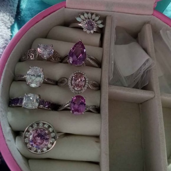 Elegant Purple and Silver Ring Set